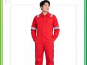 Mẫu áo liền quần bảo hộ phản quang màu đỏ