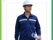 Mẫu áo đồng phục xây dựng xanh navy