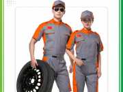 Mẫu đồng phục kỹ thuật garage ô tô xám phối cam