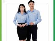 Mẫu áo sơ mi tay dài HD Agency sọc xanh