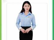 Mẫu áo sơ mi tay dài HD Agency sọc xanh