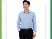 Mẫu áo sơ mi tay dài HD Agency sọc xanh
