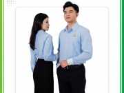 Mẫu áo sơ mi tay dài HD Agency sọc xanh