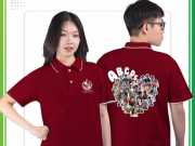 Mẫu áo thun lớp đỏ đô in hình tập thể