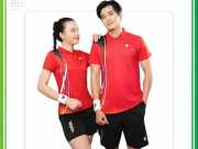 Mẫu áo Pickleball nam nữ VICTEC AVT đỏ rực rỡ
