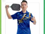 Mẫu áo polo màu xanh dương in họa tiết 3D