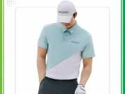 Mẫu áo polo golf phối màu cắt chéo hiện đại