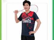 Mẫu áo đồng phục thể thao tennis đỏ đen