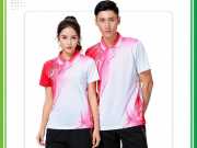 Mẫu áo polo thể thao trắng phối hồng