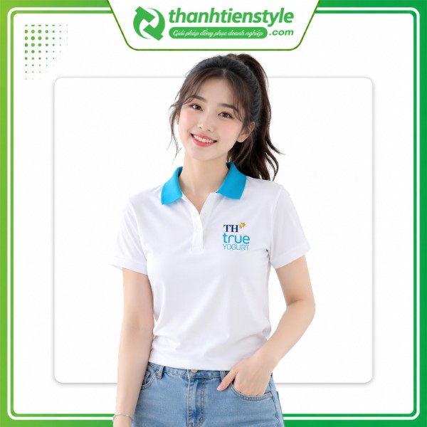 Mẫu áo thun đồng phục màu trắng TH true YOGURT