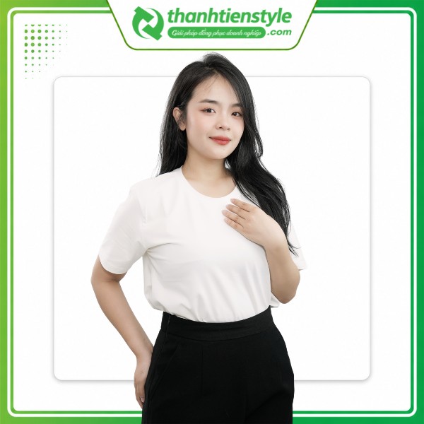 Mẫu áo thun đồng phục Mochi màu trắng