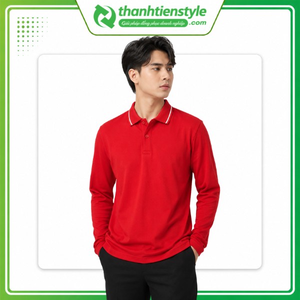 Mẫu áo thun đồng phục tay dài màu đỏ