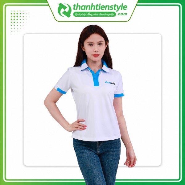 Mẫu áo polo đồng phục trắng Auspic