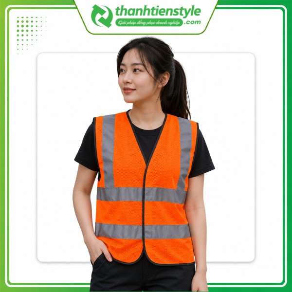 Mẫu áo gile lưới phản quang màu cam