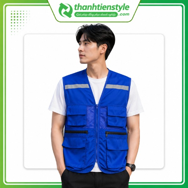 Mẫu áo gile kỹ sư lưới xanh bích