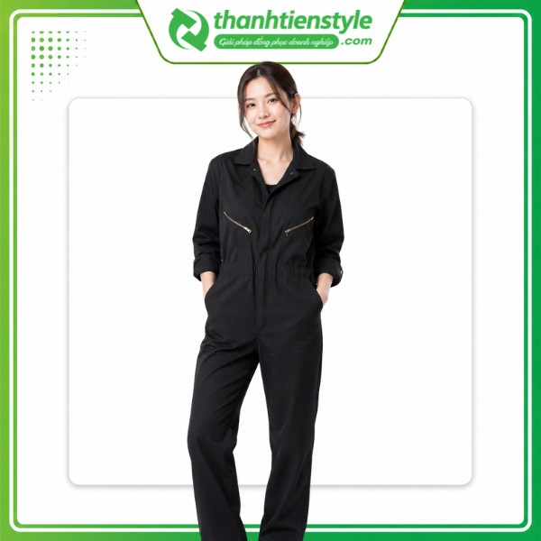 Mẫu áo liền quần bảo hộ màu đen
