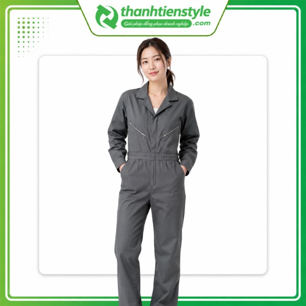 Mẫu áo liền quần bảo hộ màu xám