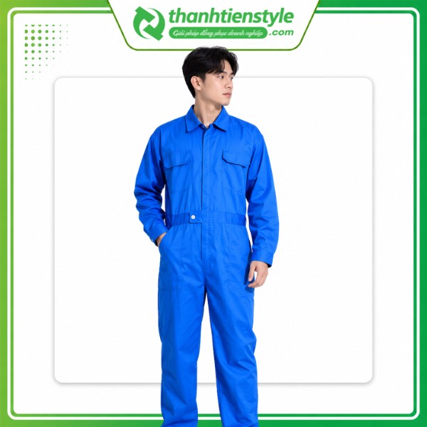 Mẫu áo liền quần bảo hộ xanh dương