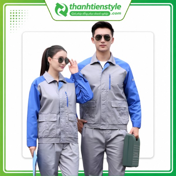 Mẫu đồng phục kỹ sư lắp đặt xám phối xanh