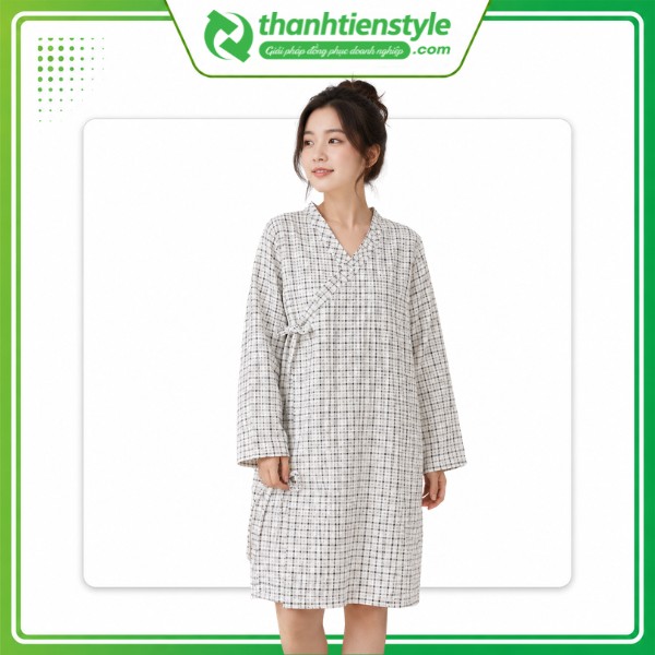 Mẫu áo choàng bệnh nhân kẻ sọc