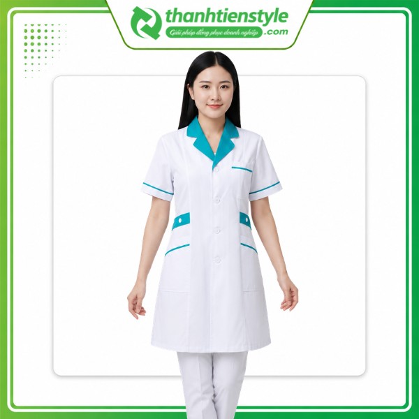 Mẫu áo Blouse điều dưỡng cổ xanh hiện đại
