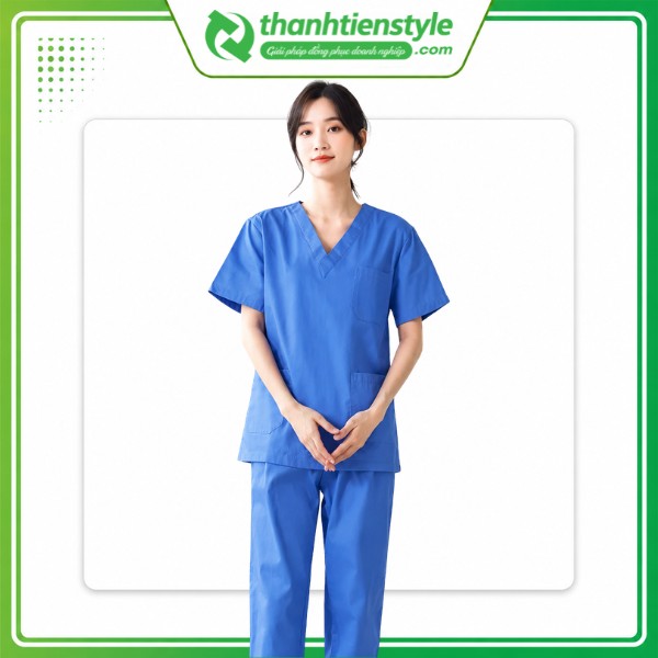 Mẫu bộ scrubs y tế xanh dương
