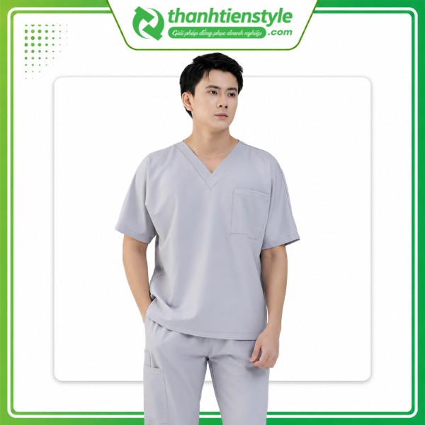 Mẫu đồng phục Scrubs y tế màu xám chì
