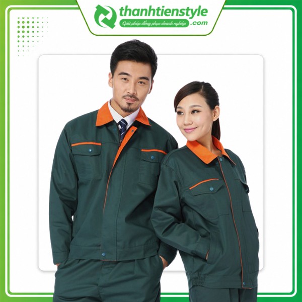 Mẫu áo khoác đồng phục công nhân xanh thẫm