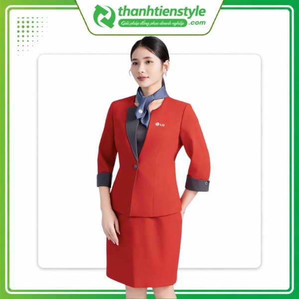 Mẫu đồng phục PG LG nữ màu đỏ