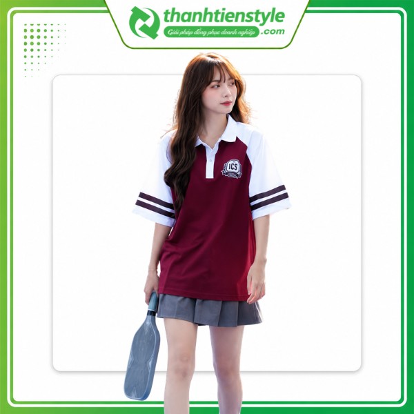 Mẫu đồng phục áo lớp KIND thể thao màu đỏ đô