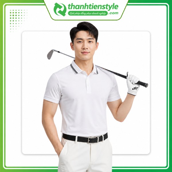 Mẫu áo polo đồng phục golf màu trắng