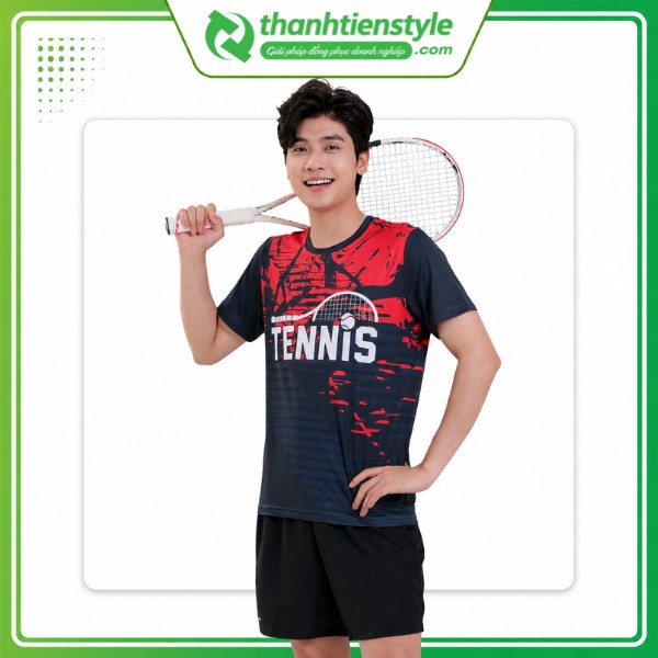 Mẫu áo đồng phục thể thao tennis đỏ đen
