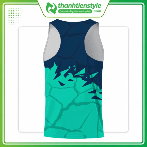 Mẫu áo chạy bộ đồng phục Singlet xanh ngọc