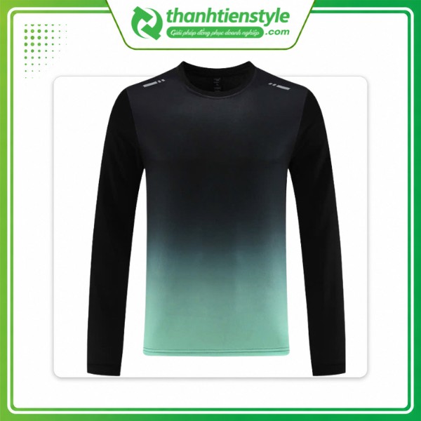 Mẫu áo chạy bộ đồng phục tay dài Ombre đen xanh
