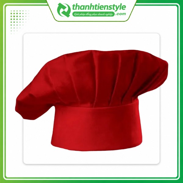 Mẫu nón đầu bếp màu đỏ xếp ly