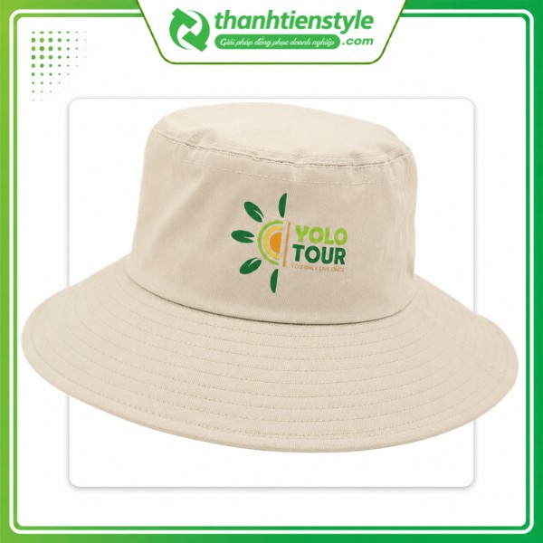 Mẫu mũ tai bèo du lịch YOLO TOUR màu be