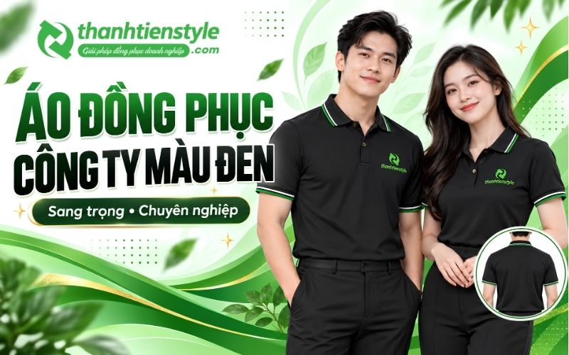 Mẫu áo đồng phục công ty màu đen đẹp, sang trọng và chuyên nghiệp