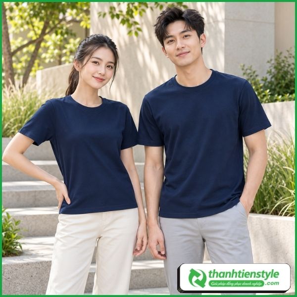 ao-thun-co-tron-dong-phuc-xanh-den-2