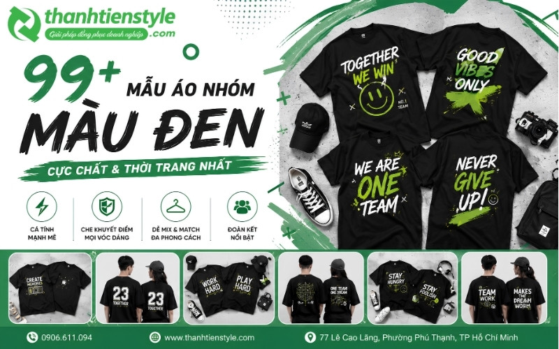99+ Mẫu áo nhóm màu đen, áo phông nhóm cực chất và thời trang nhất