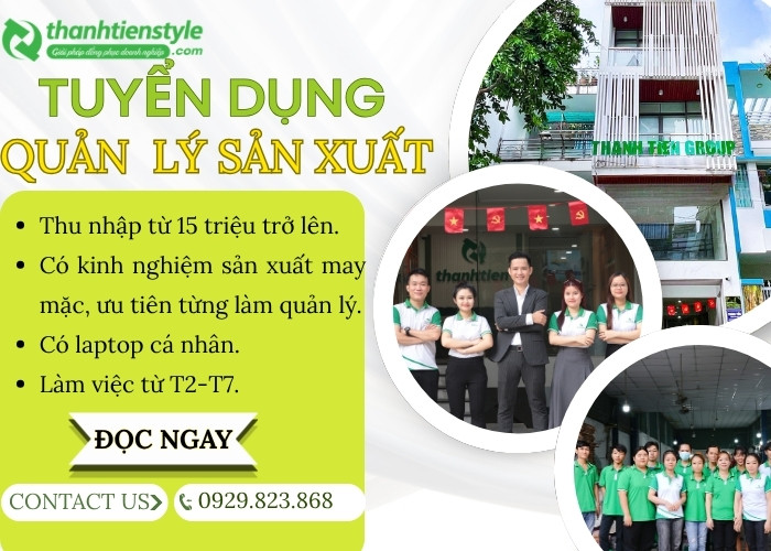 TUYỂN DỤNG QUẢN LÝ SẢN XUẤT